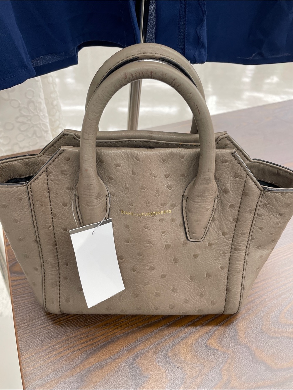 Diane von Furstenberg Ostrich-Embossed Satchel Handbag mini
